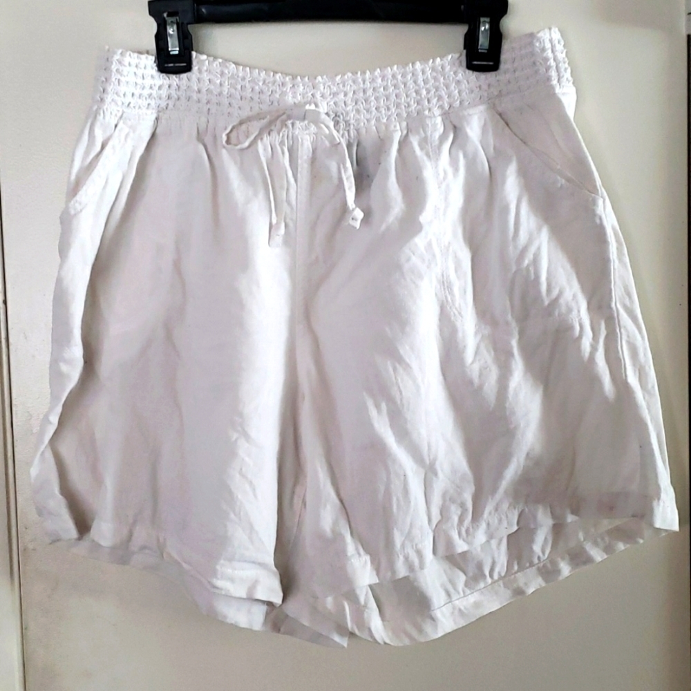 Sound/Style by Beau Dawson White Linen Blend Drawstring Shorts Size Xl